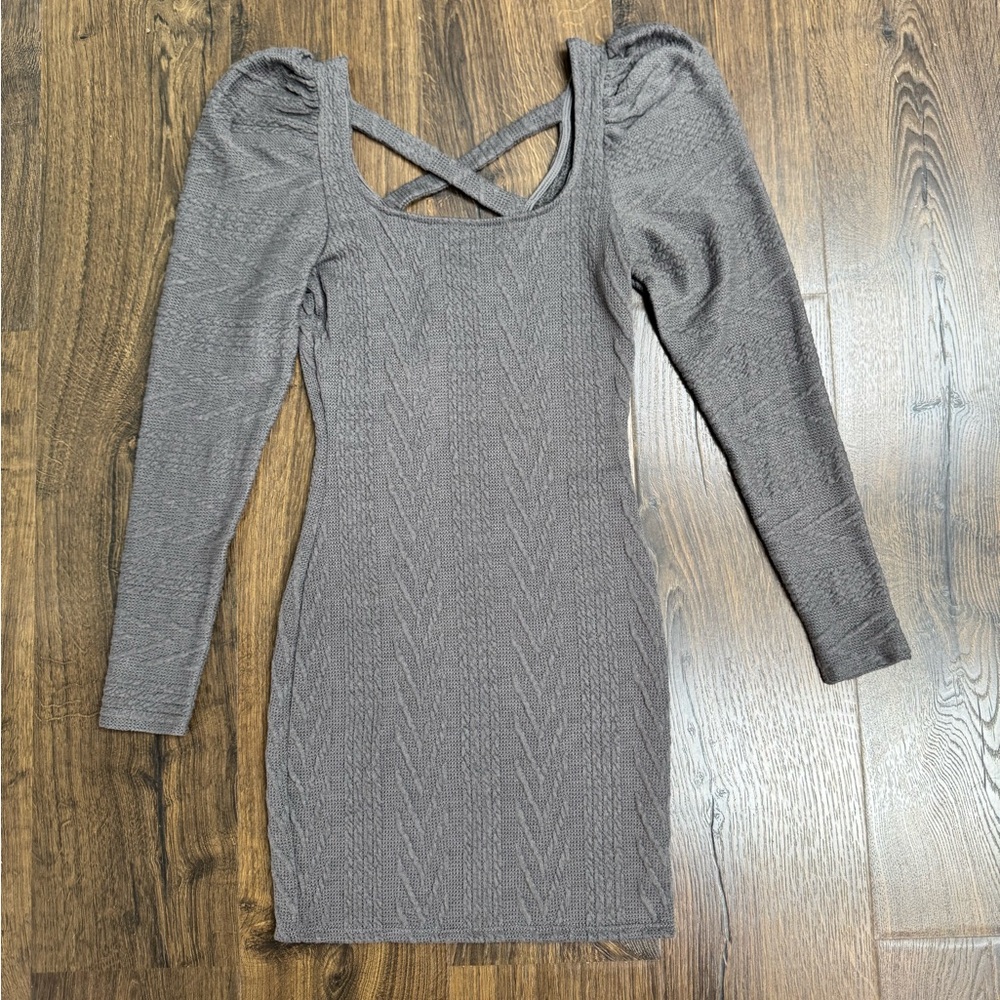 Sadie & Sage Long-Sleeve Textured Bodycon Dress - Taupe